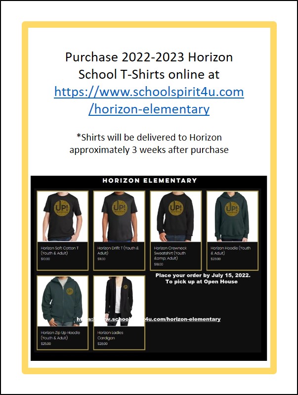 Purchase school T-shirts flyer 22-23